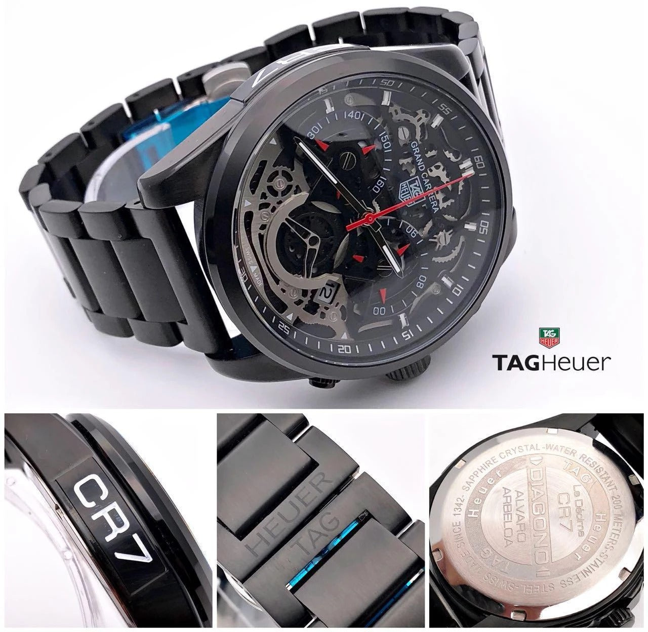 Tag Heuer Diagno Black Chronograph Multi Dial stainless Steel Mens TAG-Heuer BB-01 Watch for Man