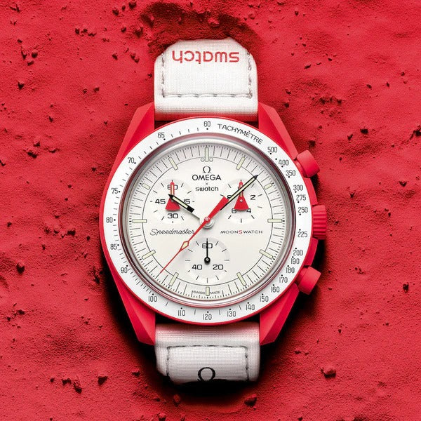 White Dial & Red Case/White Strap Bioceramic Moonswatch Mission to Mercury OG-1025