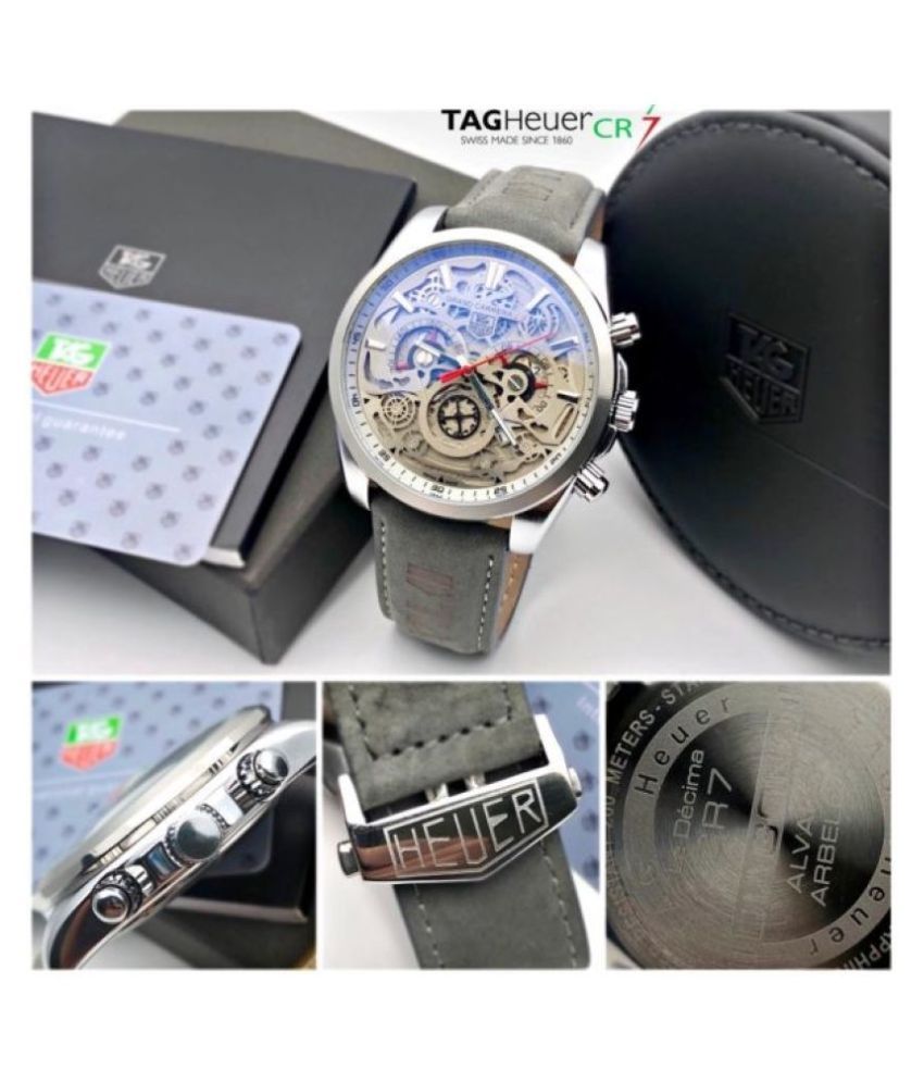 CR7 Diagno Grey Chronograph Multi Dial Leather Men's Watch 2110-Silver