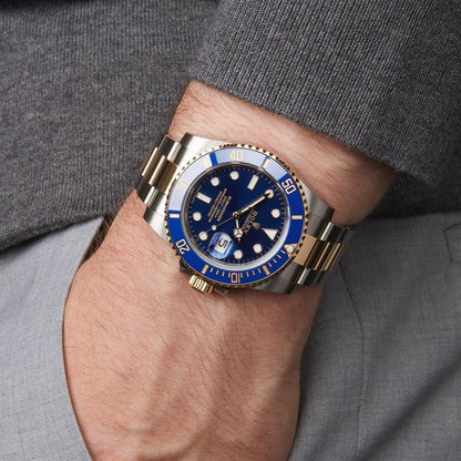 Submariner Quartz Blue Color Dial Metal Men's Watch Dual Tone BLUE-SG-QTZ