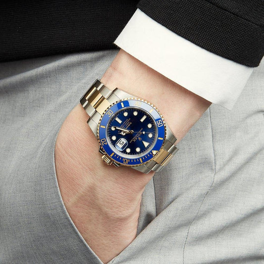 Submariner Quartz Blue Color Dial Metal Men's Watch Dual Tone BLUE-SG-QTZ