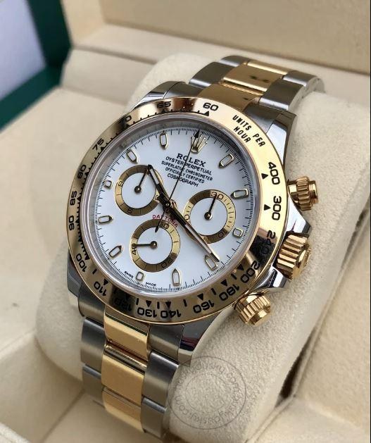 Stainless Steel Dual Color Strap With White Dial Chronograph Watch SG-QTZ