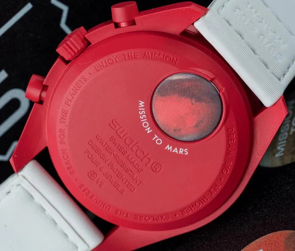 White Dial & Red Case/White Strap Bioceramic Moonswatch Mission to Mercury OG-1025