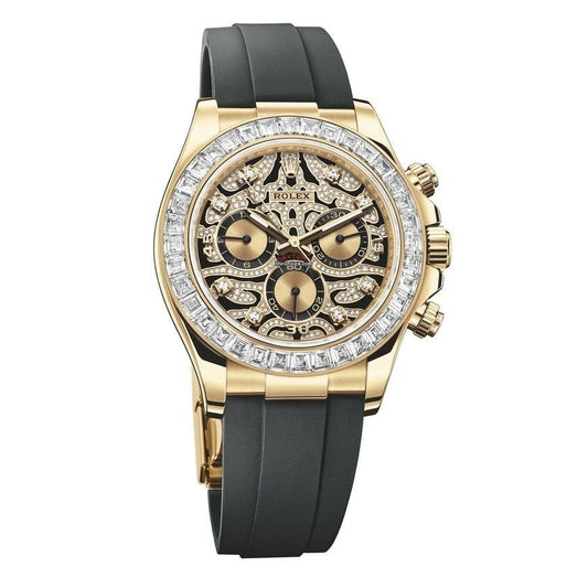 Golden Case Chronograph Men's Watch, Quartz Watch With Diamond