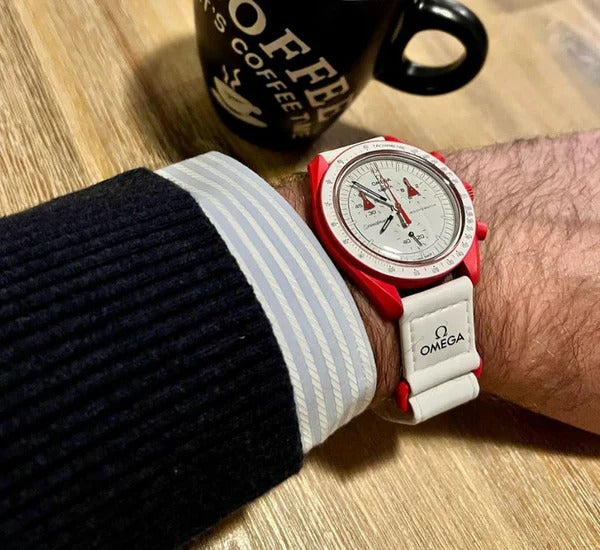 White Dial & Red Case/White Strap Bioceramic Moonswatch Mission to Mercury OG-1025