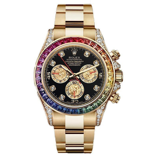 Dual Color Men's Watch With Stainless steel Strap & Black Dial, Rainbow
