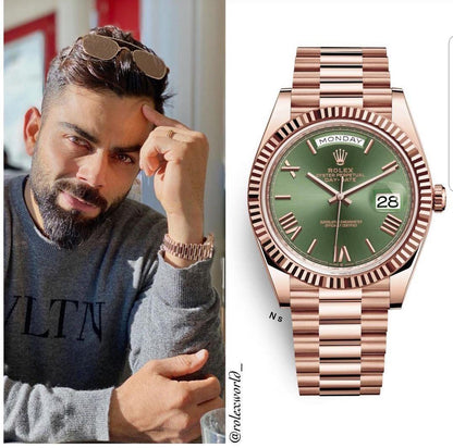 Rosegold Watch Oyster Perpetual Day-Date Green Dial Metal Watch for Man RLX-OYSTER