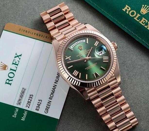 Rosegold Watch Oyster Perpetual Day-Date Green Dial Metal Watch for Man RLX-OYSTER