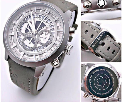 MB Grey Chronograph Leather Men's M1122 For Formal & Casual Use