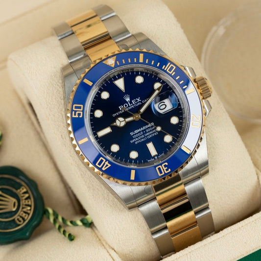 Submariner Quartz Blue Color Dial Metal Men's Watch Dual Tone BLUE-SG-QTZ