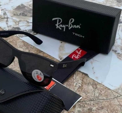 RB Brand New Stylish Square Black Blaze Sunglass Men's And Women's Sunglass Heavy Quality Matt Black Frame Color And Black lens Sunglass RB-8936