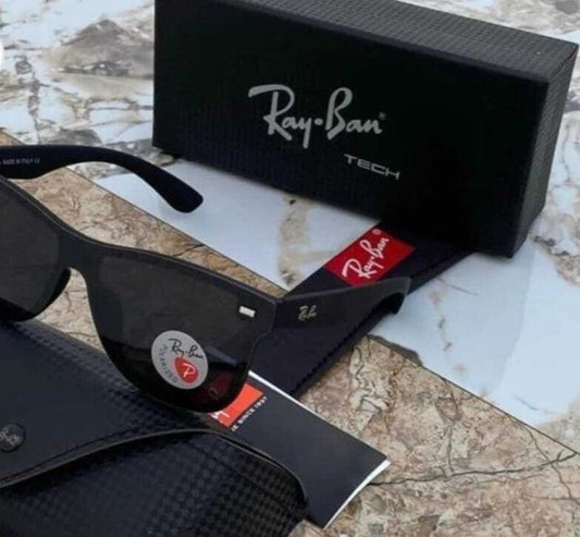 RB Brand New Stylish Square Black Blaze Sunglass Men's And Women's Sunglass Heavy Quality Matt Black Frame Color And Black lens Sunglass RB-8936