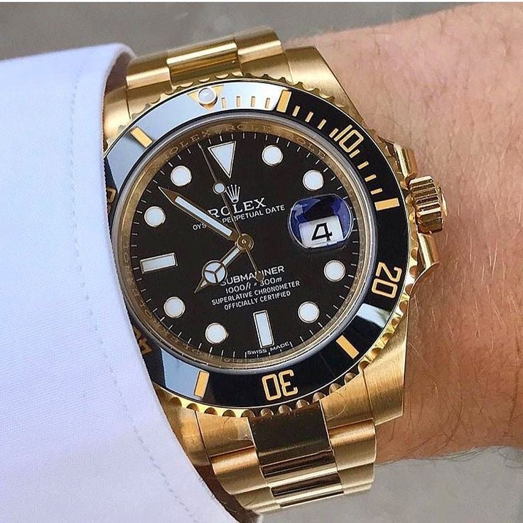 Submariner Quartz Gold Black Dial Metal Men's Watch Sub-GB
