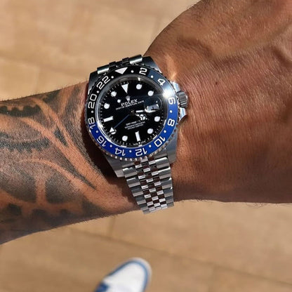 Rolex GMT-Master II Oyster Perpetual Bidirectional Rotatable Bezel Dual-Color Blue & Black Dial and a Jubilee bracelet Men's Watch RLX-GMT-5305