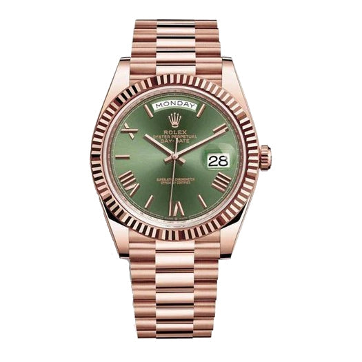 Rosegold Watch Oyster Perpetual Day-Date Green Dial Metal Watch for Man RLX-OYSTER