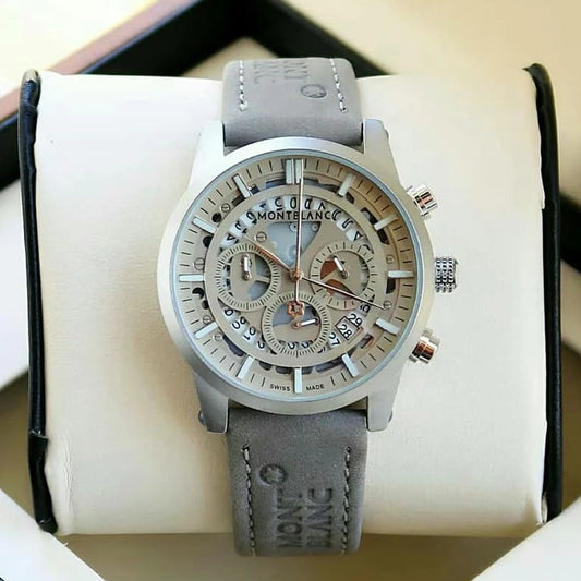 MB Grey Chronograph Leather Men's M1122 For Formal & Casual Use