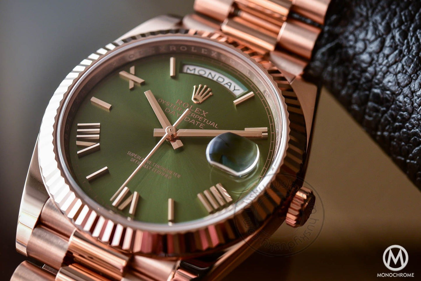 Rosegold Watch Oyster Perpetual Day-Date Green Dial Metal Watch for Man RLX-OYSTER