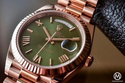 Rosegold Watch Oyster Perpetual Day-Date Green Dial Metal Watch for Man RLX-OYSTER