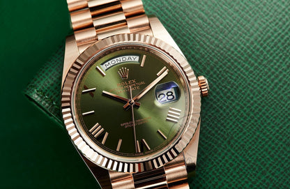 Rosegold Watch Oyster Perpetual Day-Date Green Dial Metal Watch for Man RLX-OYSTER