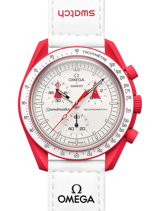 White Dial & Red Case/White Strap Bioceramic Moonswatch Mission to Mercury OG-1025
