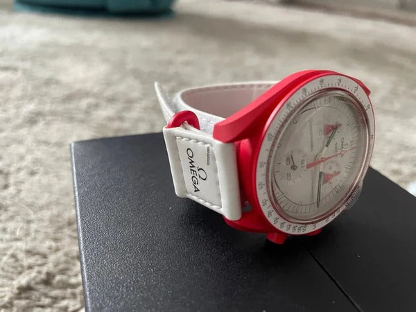 White Dial & Red Case/White Strap Bioceramic Moonswatch Mission to Mercury OG-1025
