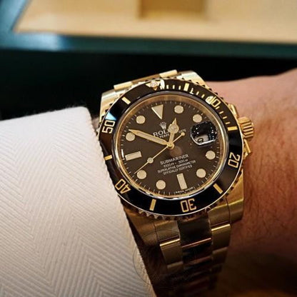 Submariner Quartz Gold Black Dial Metal Men's Watch Sub-GB
