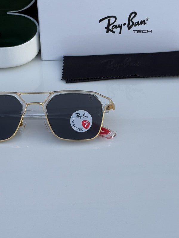 Rayban Stylish Black Glass/Transparent Frame Men's And Women's Polarised Sunglass Heavy Quality RB-5491