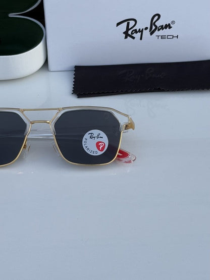 Rayban Stylish Black Glass/Transparent Frame Men's And Women's Polarised Sunglass Heavy Quality RB-5491