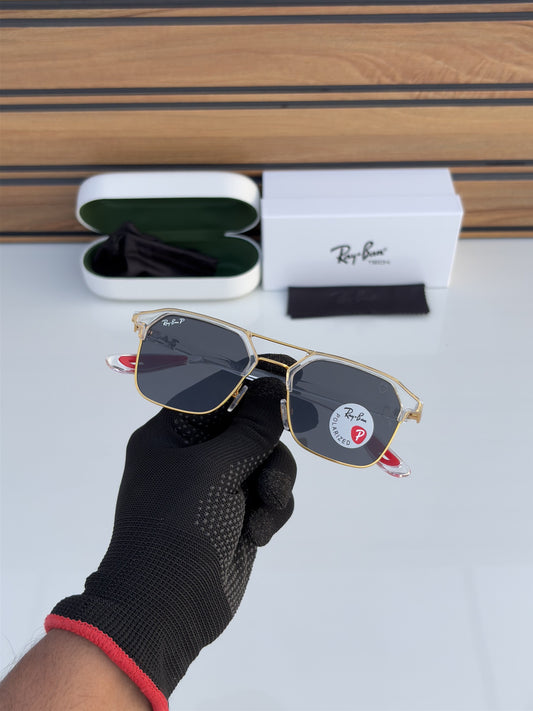 Rayban Stylish Black Glass/Transparent Frame Men's And Women's Polarised Sunglass Heavy Quality RB-5491
