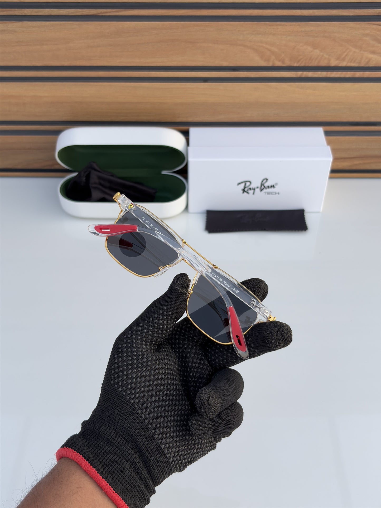 Rayban Stylish Black Glass/Transparent Frame Men's And Women's Polarised Sunglass Heavy Quality RB-5491