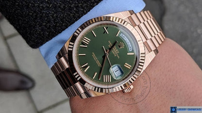 Rosegold Watch Oyster Perpetual Day-Date Green Dial Metal Watch for Man RLX-OYSTER