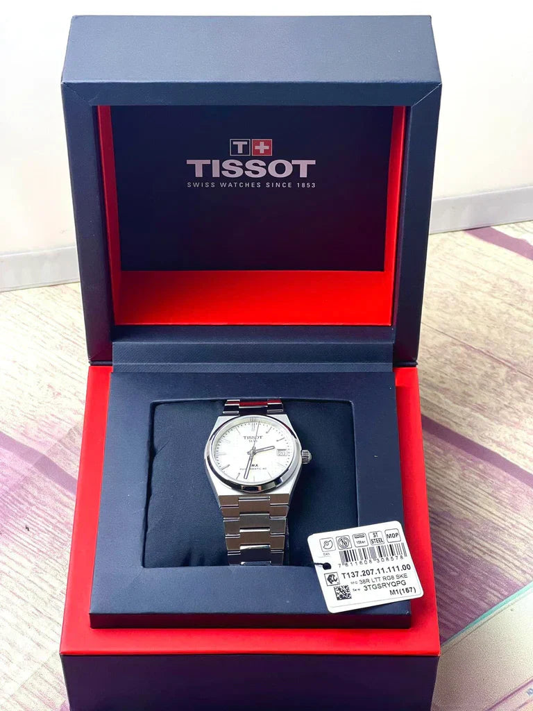 Tissot PRX Powermatic 80 White Dial Silver Steel Strap Watch for Men - TS-4101