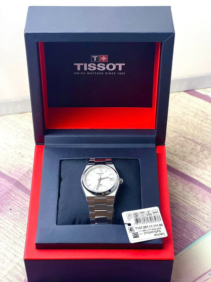 Tissot PRX Powermatic 80 White Dial Silver Steel Strap Watch for Men - TS-4101