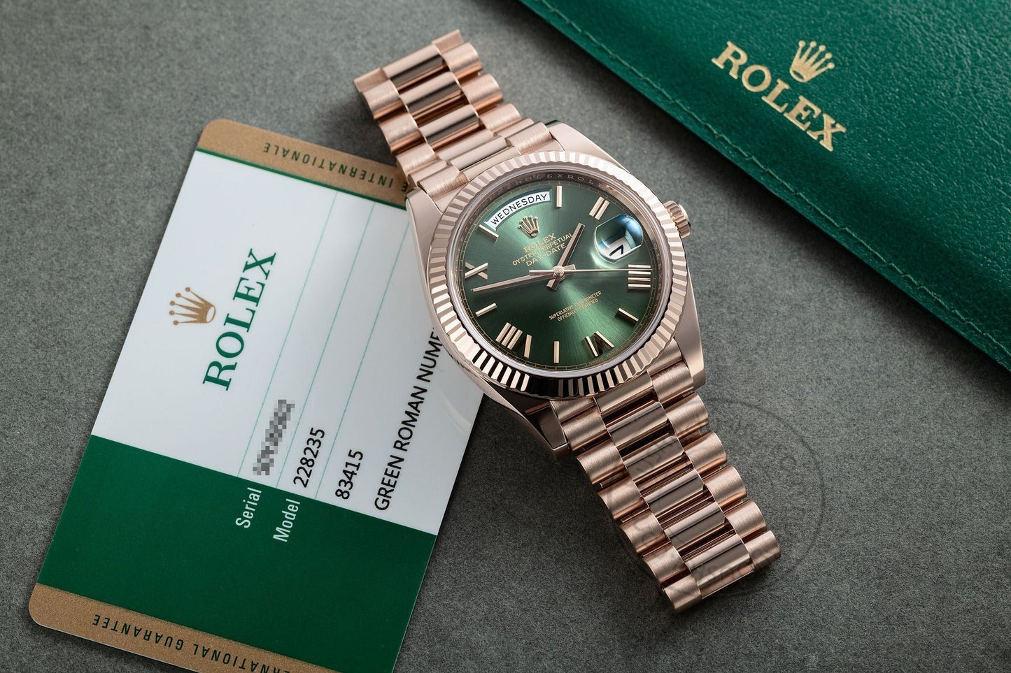 Rosegold Watch Oyster Perpetual Day-Date Green Dial Metal Watch for Man RLX-OYSTER