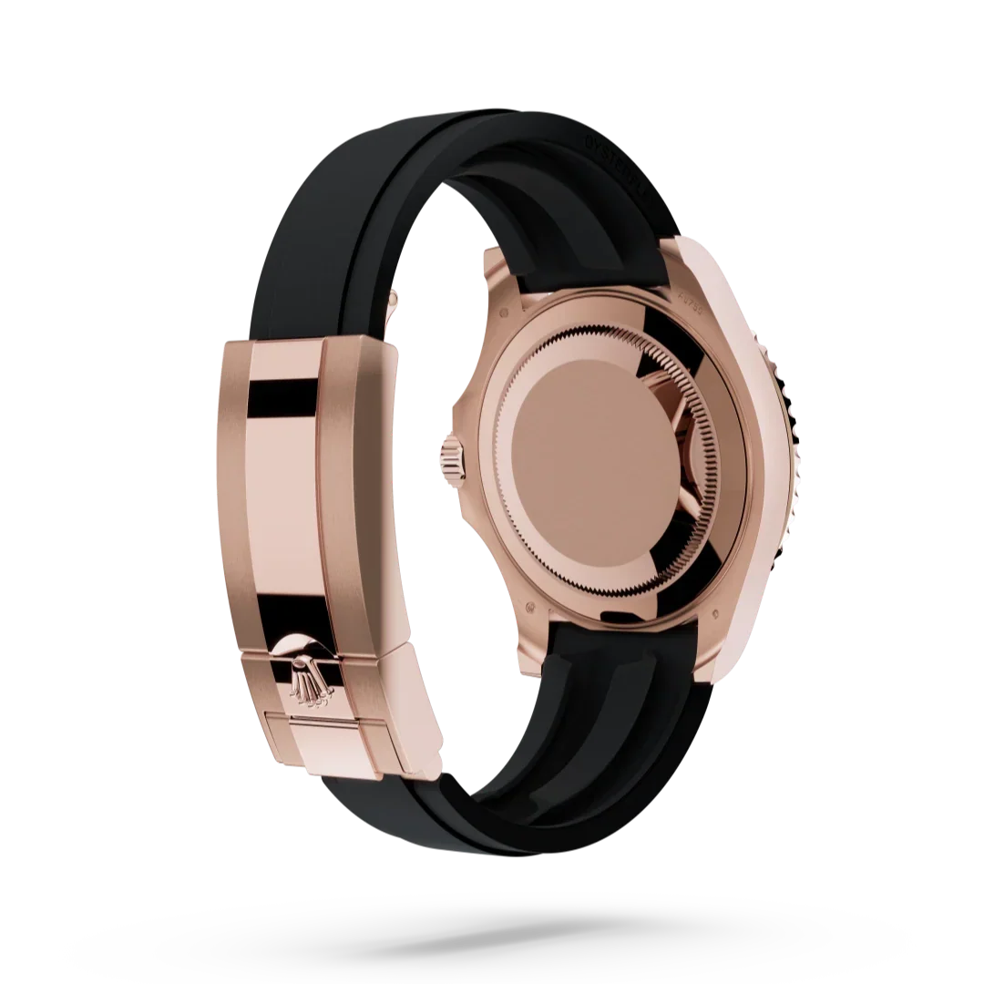 RLX Yacht-Master Rosegold Analog Black Dial Ceramic Bezel Oyster-flex Silicon Bracelet Men's Watch For Man Rlx-M268655-0004